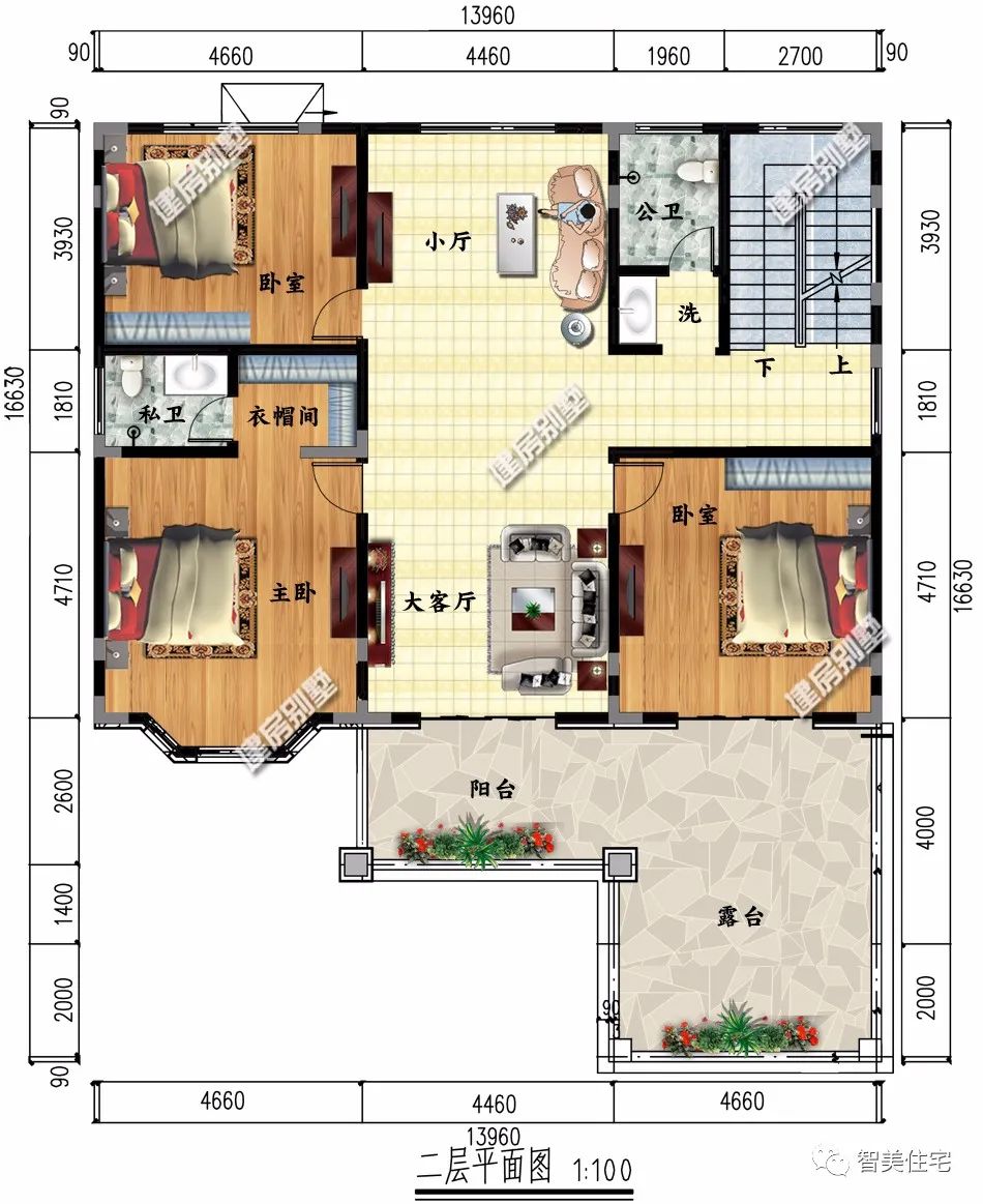|带附房设计的两栋农村别墅,第一栋做厨房,第二栋做茶室