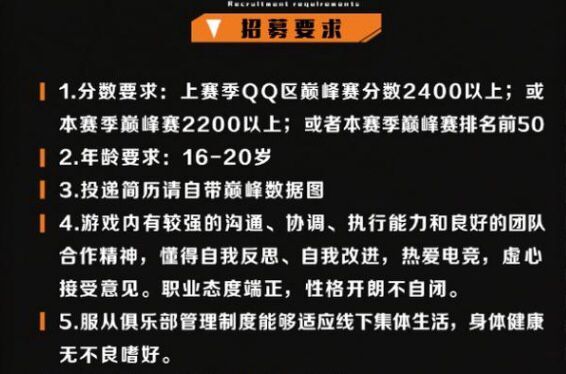 ag战队|AG超玩会公布招募要求：VX区玩家不够资格，其中一条连梦泪跟老帅都劝退