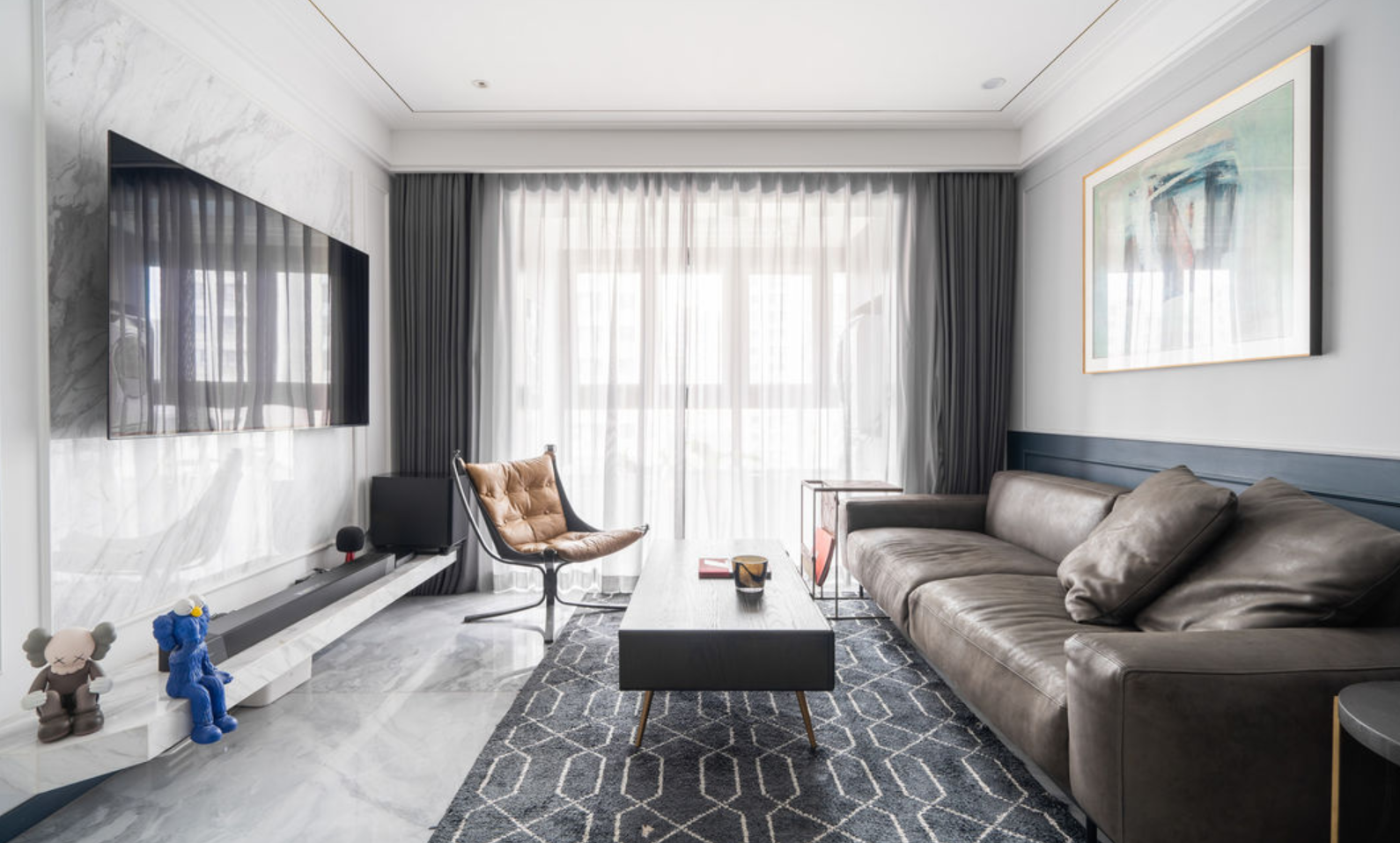 |这是我见过最干净的混搭风，全屋层次明显，背景墙很有档次