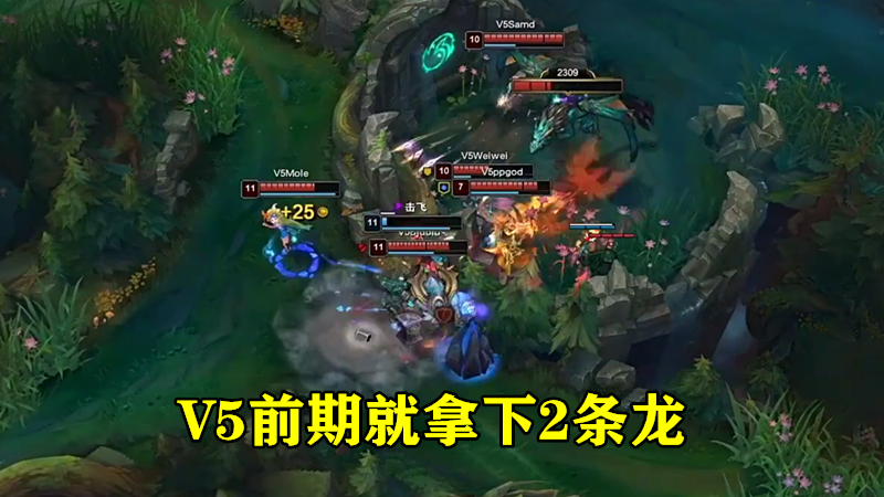 v5战队@大龙+龙魂+远古龙,RNG被V5打出虐菜局,小龙堡打出“一虎之力”