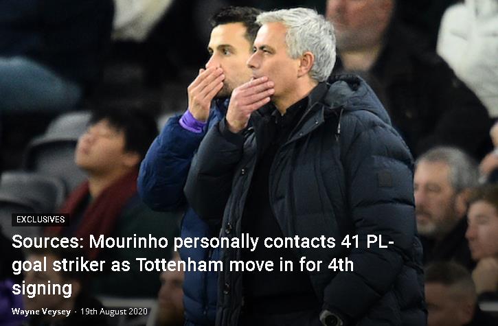 穆里尼奥|英媒：穆里尼奥亲自联系凯恩替补 身价3000万 热刺第四签有戏吗？