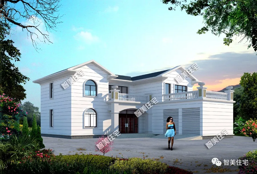 |中式风格设计的农村别墅，第二栋是合院，有钱有地有品位的象征