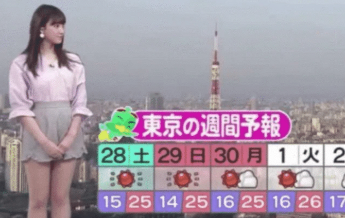 |日本气象台女主持火了,仅凭一双“蜜汁腿”征服了观众,撑起全台的收视率!