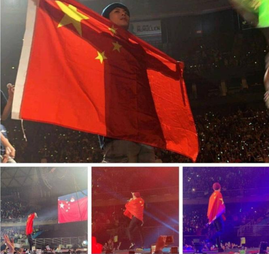 王嘉尔▲演唱会披国旗，有人恼羞成怒暴露行程，请大家一定要保护好这个爱国boy