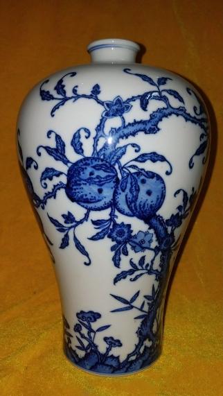 梅瓶@清雍正青花寿桃纹梅瓶