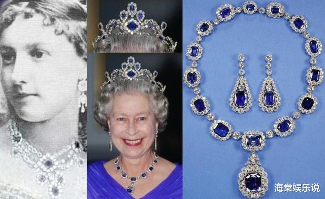 女王戴全套皇傢藍鉆石首飾，凱特的藍寶石與之相比，確實不值一提-圖3