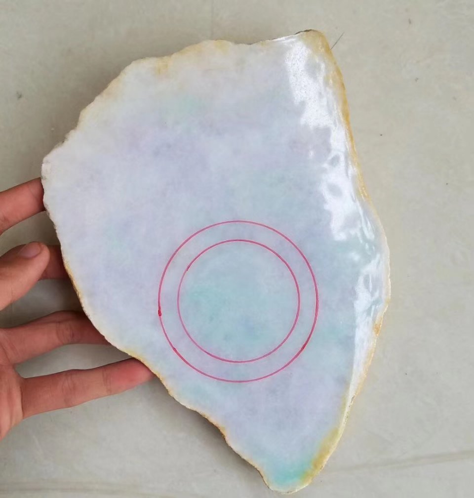 「翡翠」4.14公斤木那春底改口手镯料，手镯随便取，静待有缘人！