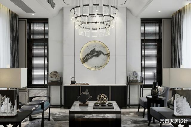 『背景墙』450㎡四层独栋别墅,品味现代东方美学,一进门就被迷住