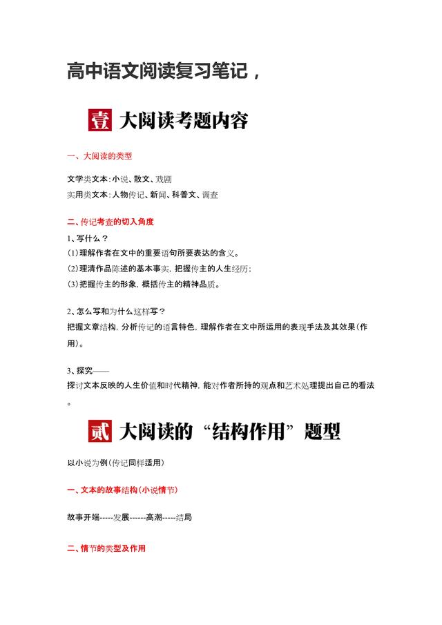 ：高考得分解析：高中语文阅读复习笔记，理解板块薄弱的同学吃透它