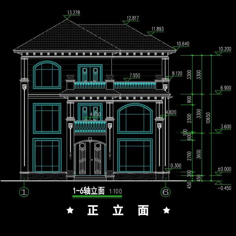 |带堂屋的三层农村别墅，占地12X12米，欧式设计太赞了