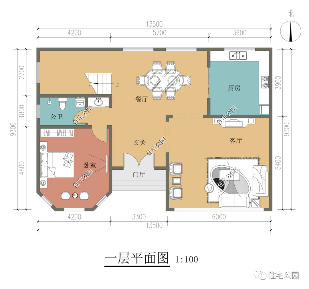 |3室2厅，13×9米田园风农村美宅，造价不高很实用