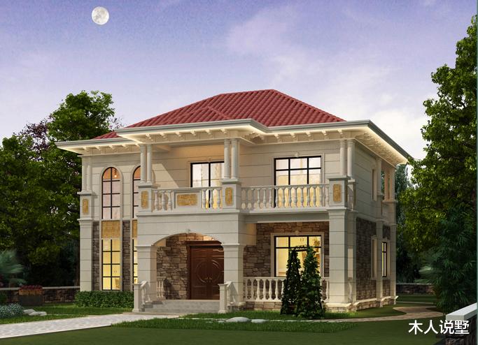 []12米面宽最适合建的二层别墅，精致美观，适合农村小家庭