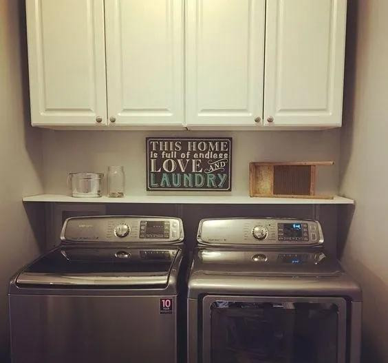 『』国外安装洗衣机，向前挪15cm，遮住管道多个储物柜，怎么想出来的