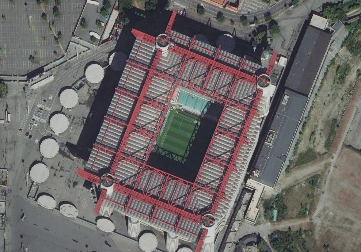 【中超】卫星航拍欧洲足联五星级足球场（一），万达大都会最惊艳，AC米兰主场最怪异
