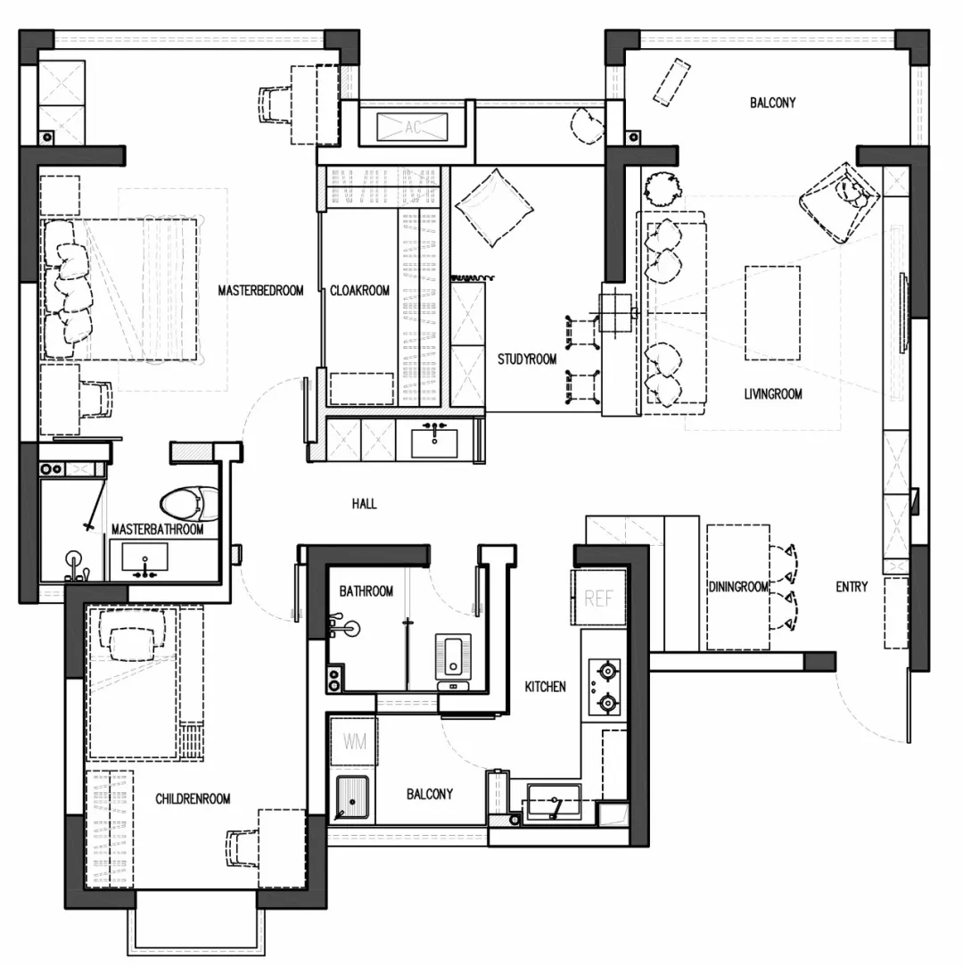 『』94平北欧，沙发墙改成小吧台，衣帽间装黑框推拉门，通透实用！