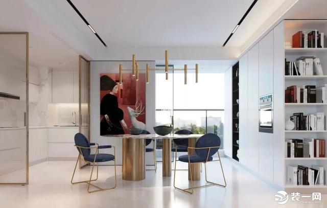 「背景墙」140平后现代轻奢风一居室，酒红色与金属元素的碰撞，高级感十足