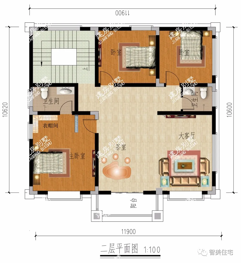 「」气派有个性的四层农村别墅，第一栋平屋面设计，主体造价40万