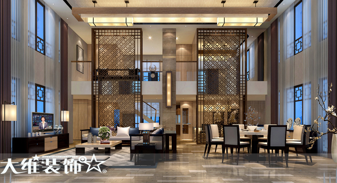 「」别墅装修设计-新中式风格设计，风雅大气，每到一处都是风景……