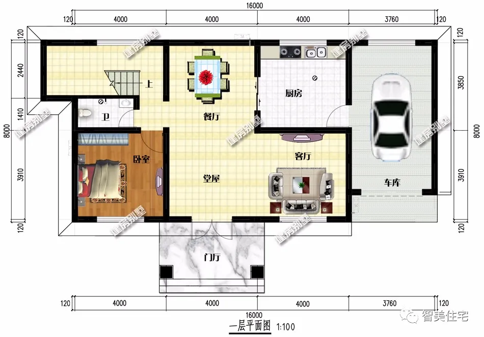 |简单造价低的小别墅，第一栋16万，第二栋平屋面设计带车库