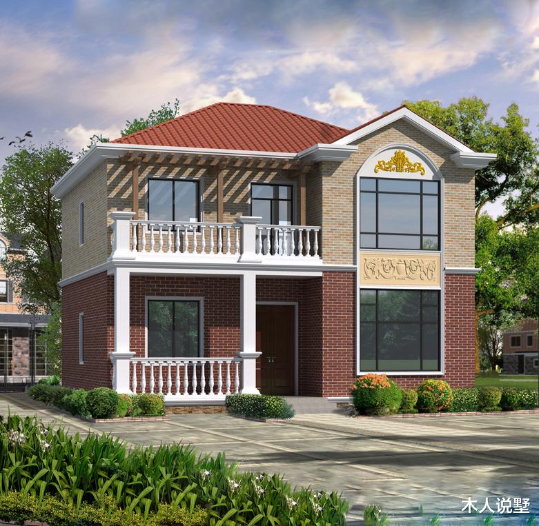 「」11×10.8米二层别墅,田园风格,没有比这更适合农村了