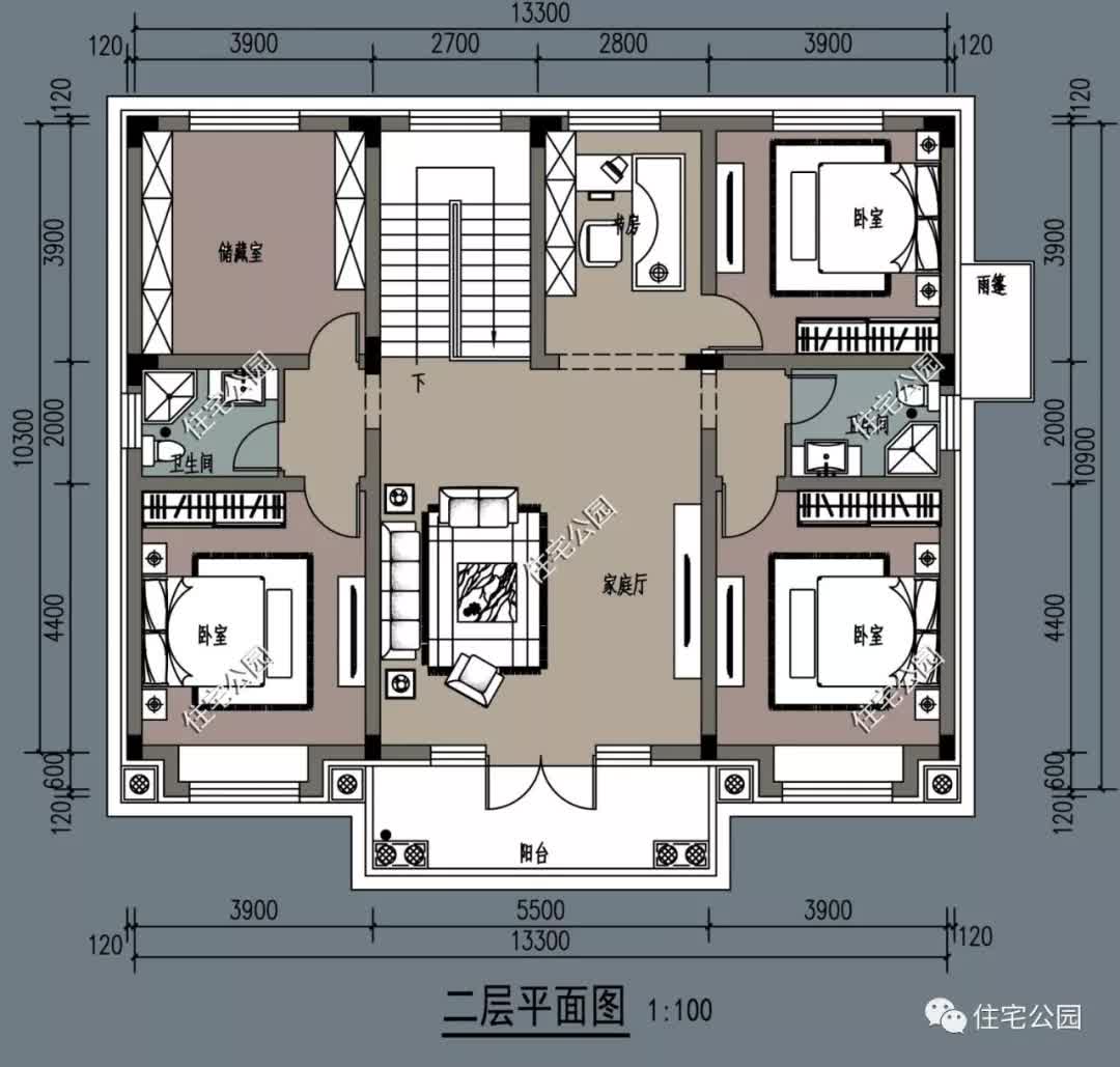 |30套经典农村法式风格户型图，带效果平面展示