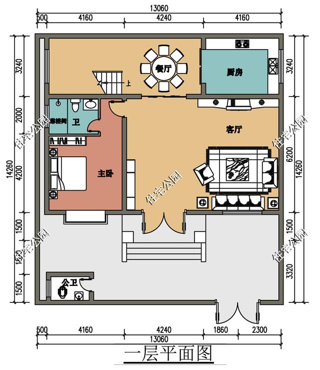 |13×10米农村别墅，后墙不开窗还有两个厨房餐厅，这样设计是为啥