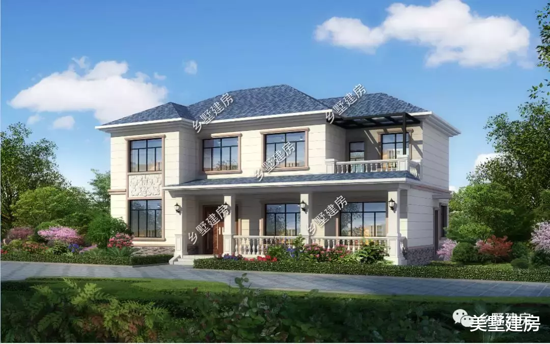 占地169平二层田园风别墅，主体32万，开春建房就选它！