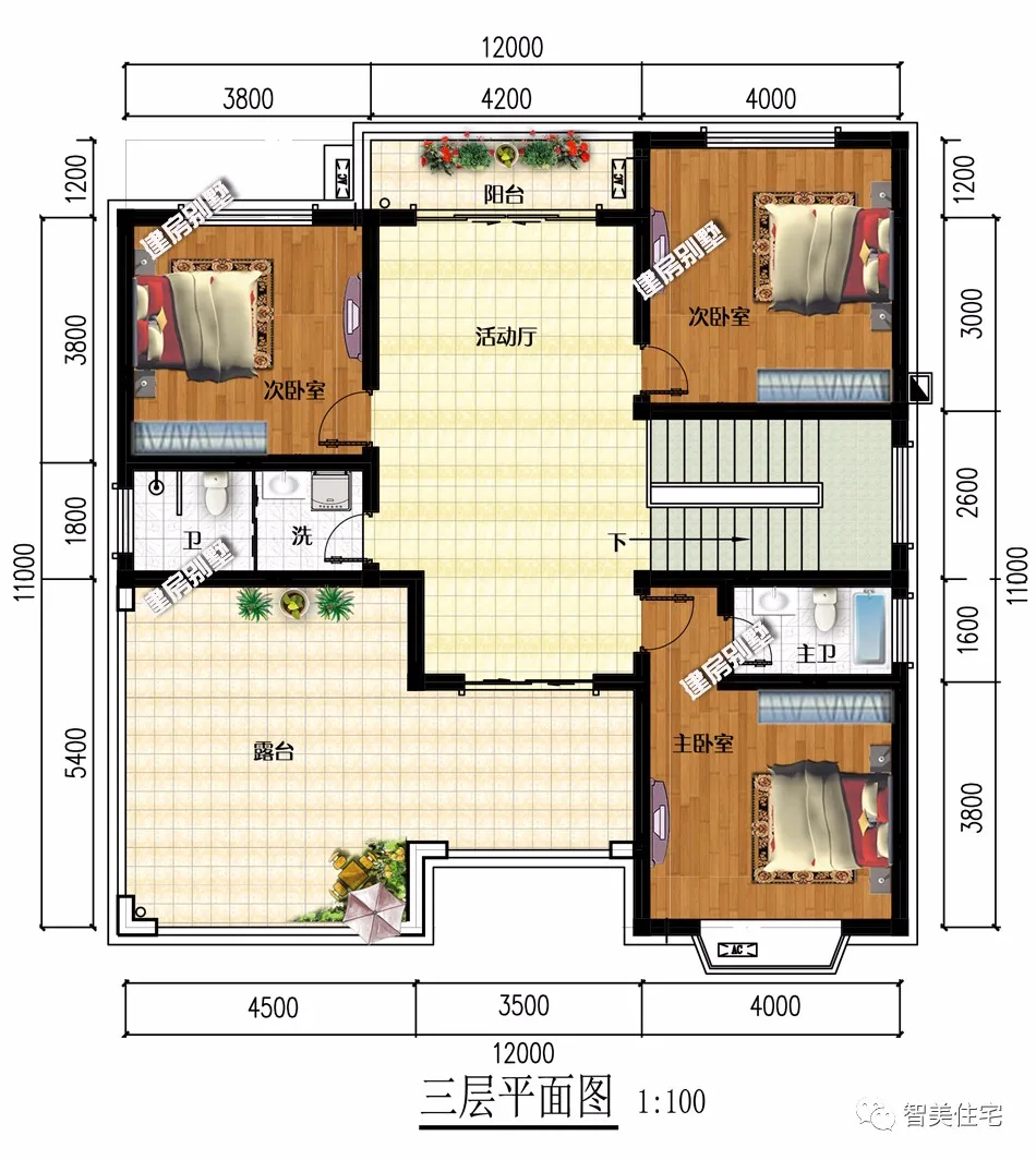 |尺寸相同的两栋农村别墅，第一栋有13个卧室，适合大家庭