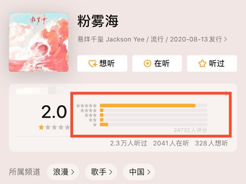 易烊千玺|深夜被大量打一星，新歌评分降至2分！易烊千玺，动了谁的奶酪？