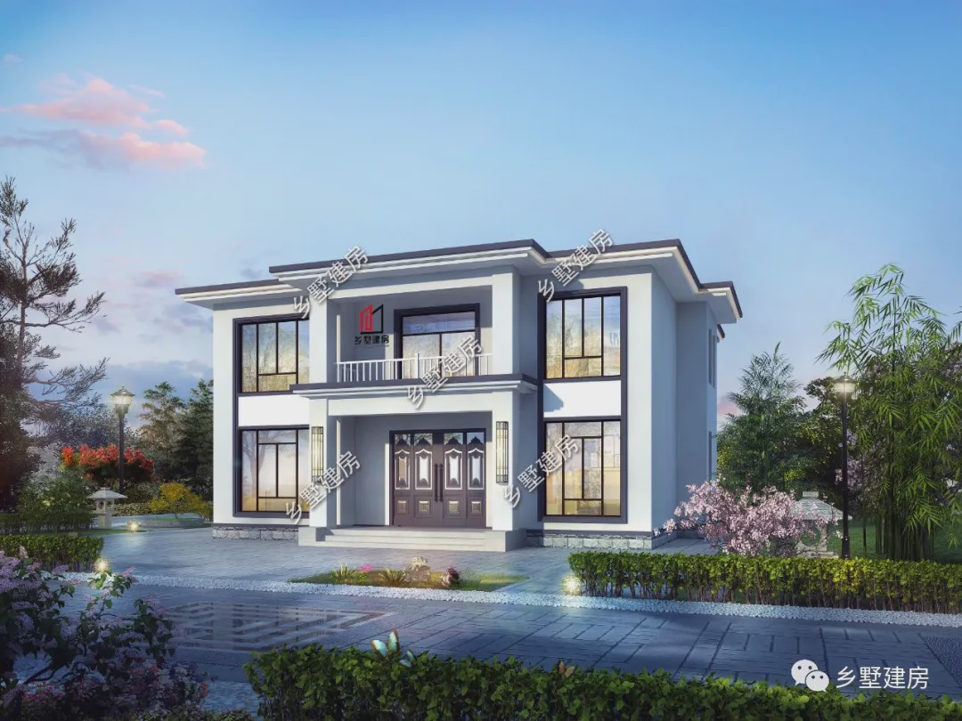 ：百看不厌现代风二层别墅，浪漫与庄严的结合，农村建房的新篇章！