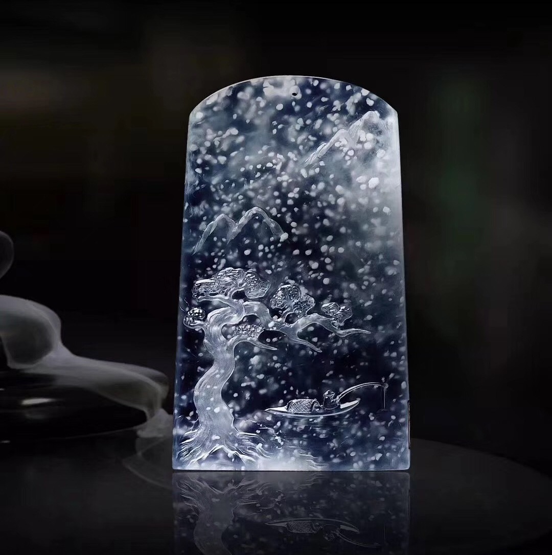 翡翠▲翡翠山水牌，于方寸之间见天地