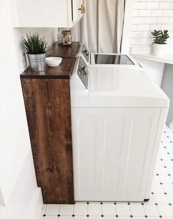 『』国外安装洗衣机，向前挪15cm，遮住管道多个储物柜，怎么想出来的