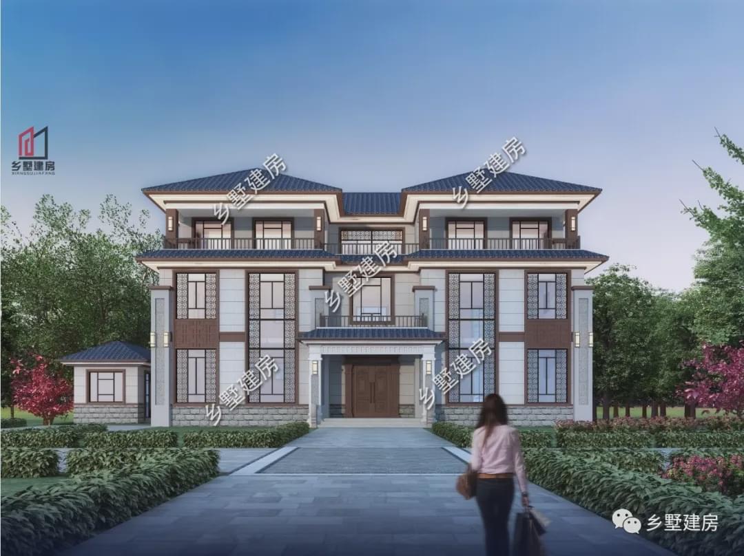 |这款新中式三层别墅,一百年都不过时,是您值得一建的好房子!