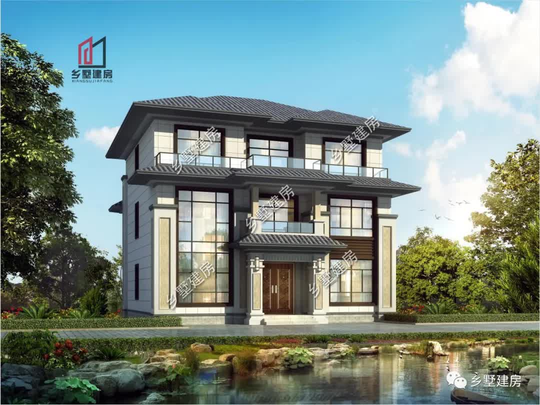 |13X13米典雅大气三层新中式，11卧6卫格局好，经典永不过时