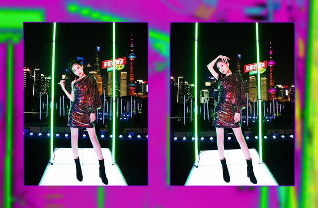 张碧晨@张碧晨携新歌亮相五四晚会，斜肩亮片裙+高马尾，酷飒又不失性感