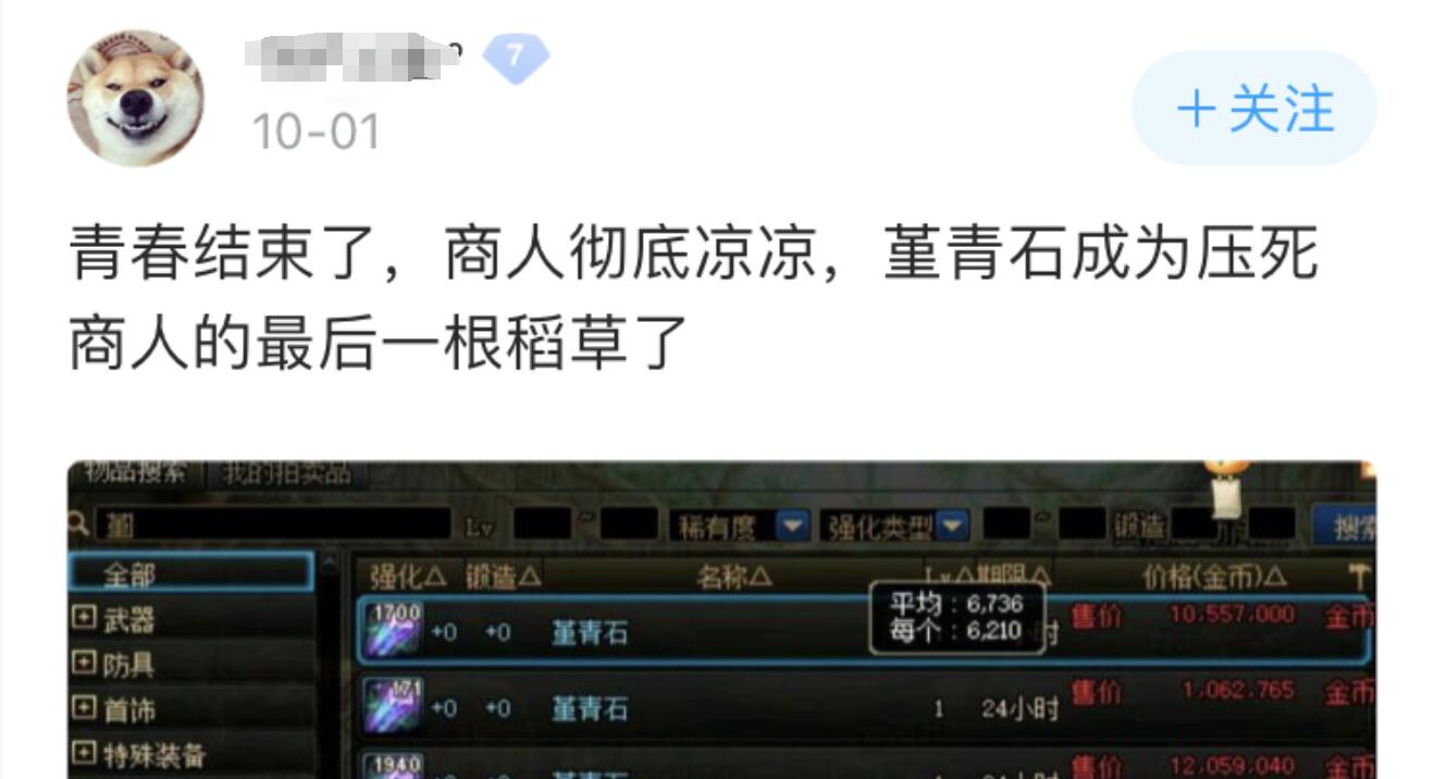 商人|DNF：商人脱坑物价跌得有多狠？曾价值1W多的装备，如今600块没人要