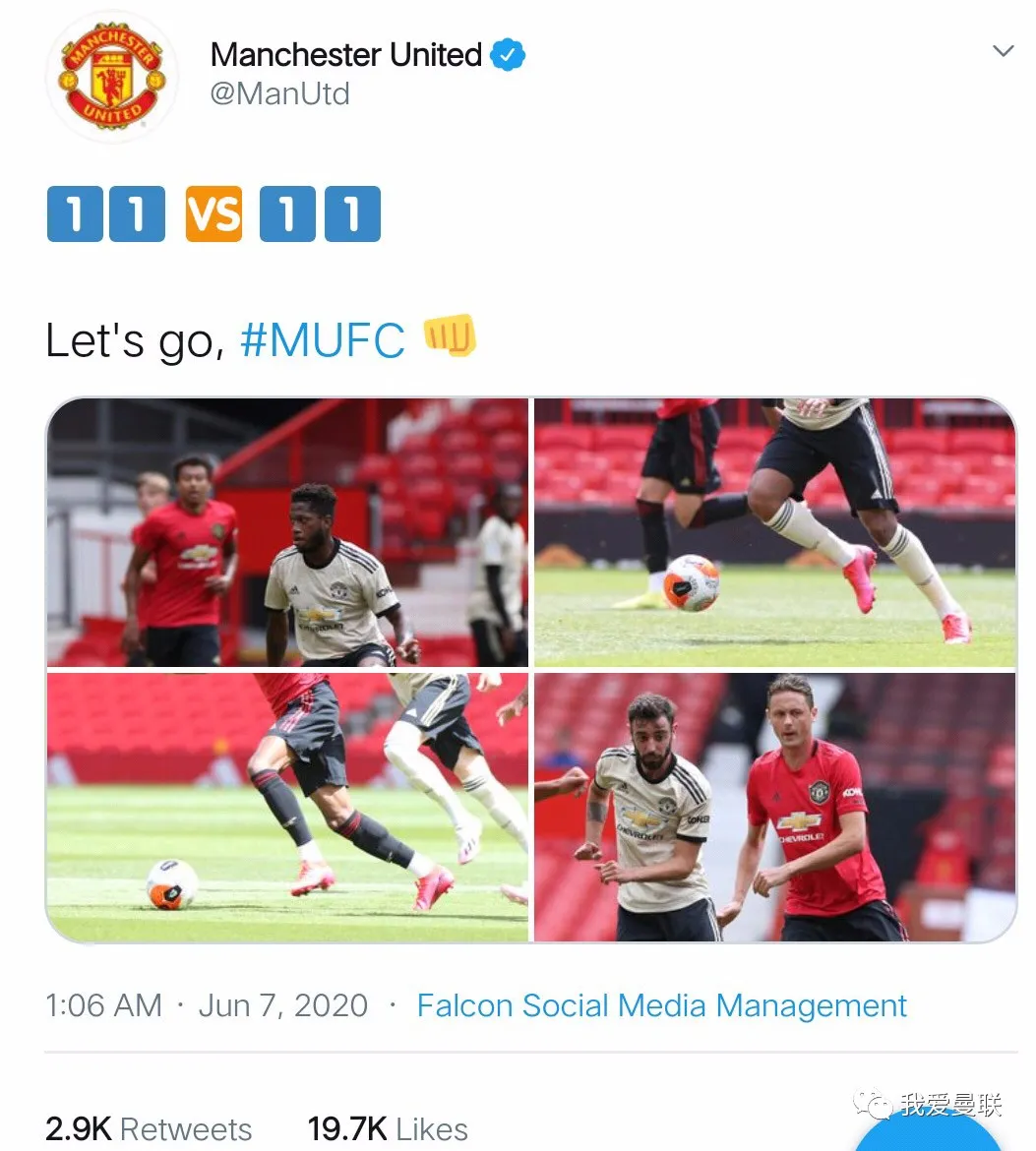 『曼联』曼联队内热身赛4-4！B费2传2射博格巴2传1射，红魔新7号亮相