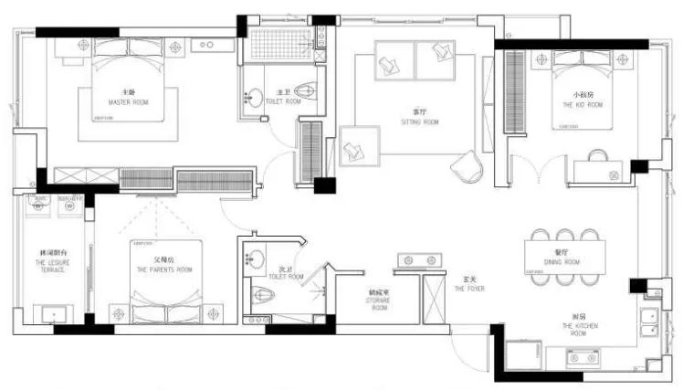 |130平北欧风，中西厨+7.2米超长台面，通透舒适