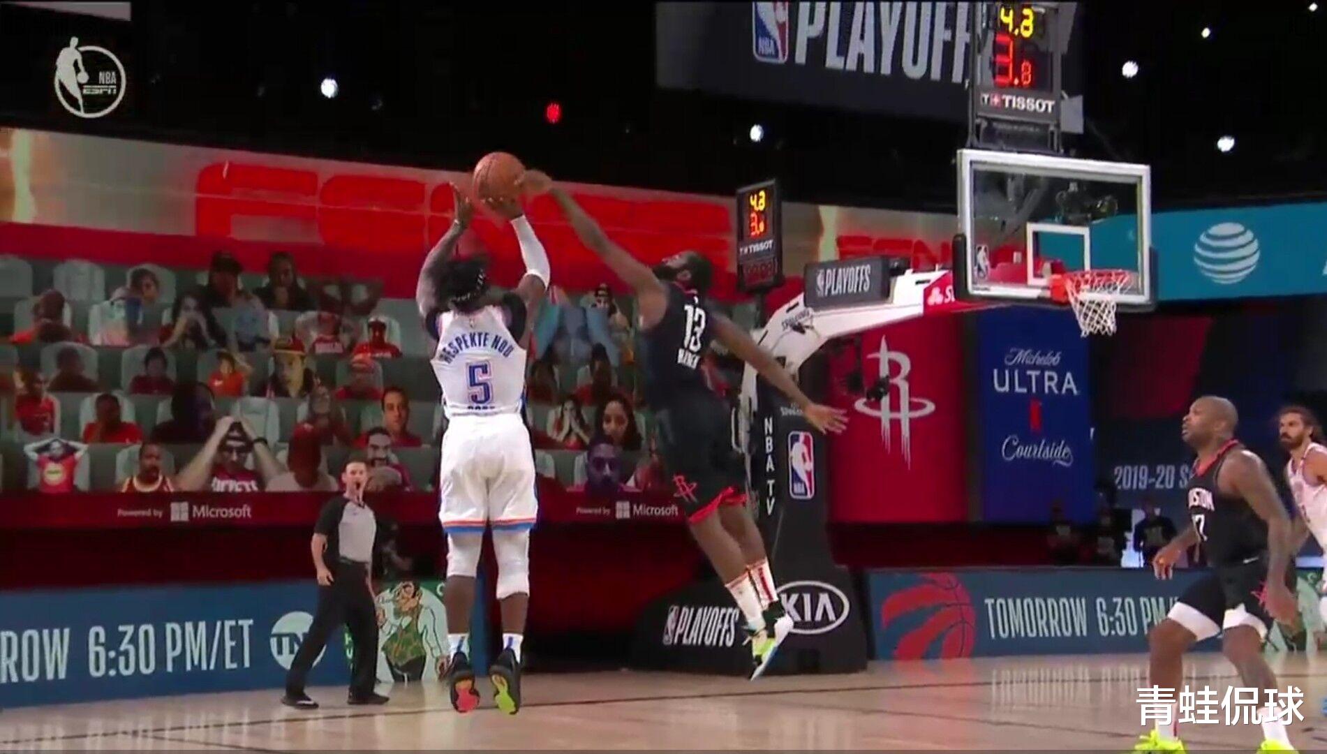 詹姆斯·哈登|大胡子关键封盖助队取胜，完美防守后怒吼来庆祝球队获胜