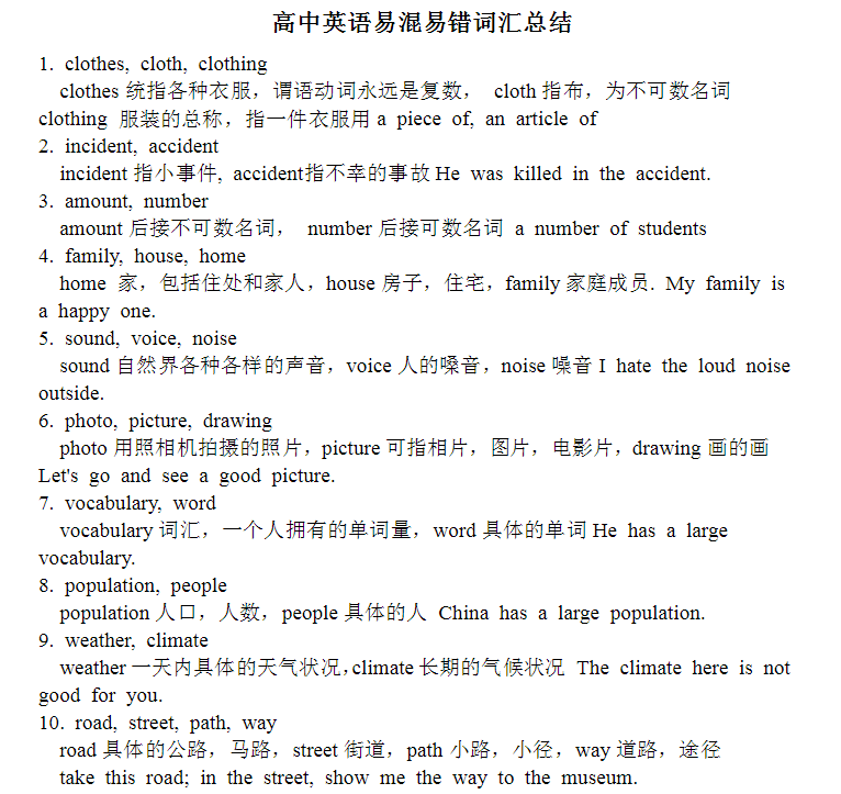 高考▲200个易错易混词+50个练习题（含答案）记熟了，高中所有考试稳了
