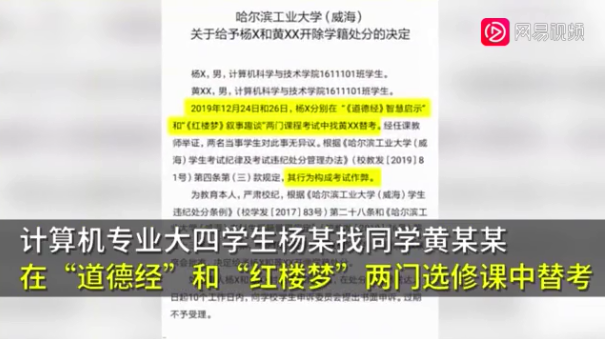 六安|哈工大俩大四学生因作弊被开除学籍 网友: 处罚太重
