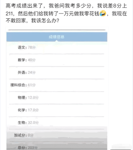 |笑话：高考成绩出来了，侄儿说差8分可以上211，结果最后却是……哈哈哈哈哈