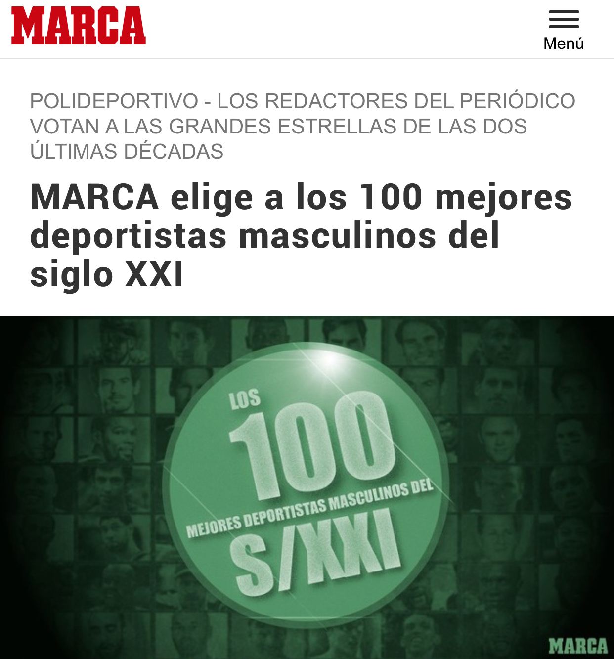 梅西■《马卡报》评百大男运动员TOP10，梅西第2，科比第7，C罗排名有争议？