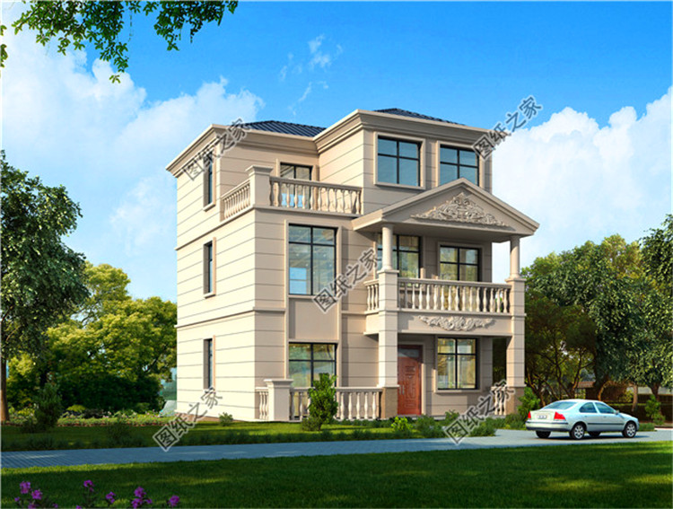 衣帽间|开间9米农村三层别墅图，宅基地再小也能建出来气派的房子