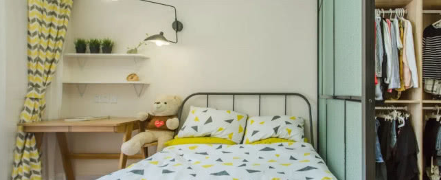 「」参观同事家的新房，简约的北欧风，超爱他们家卧室的设计