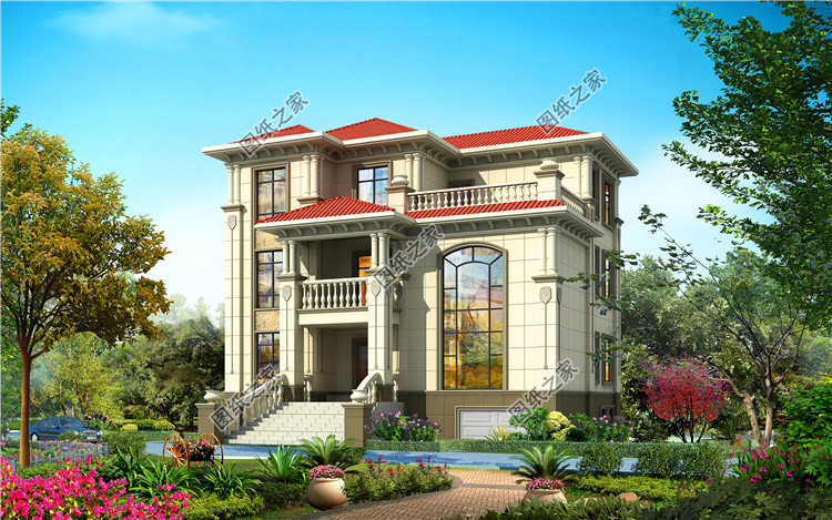 |农村三层带阳台别墅设计外观图，时尚大方又得体，人人都喜欢