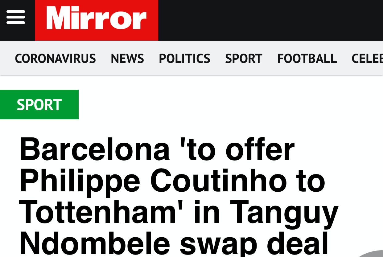 [热刺]1.6亿库鸟+现金=6000万恩东贝莱？热刺看似赚了，但穆帅不会答应