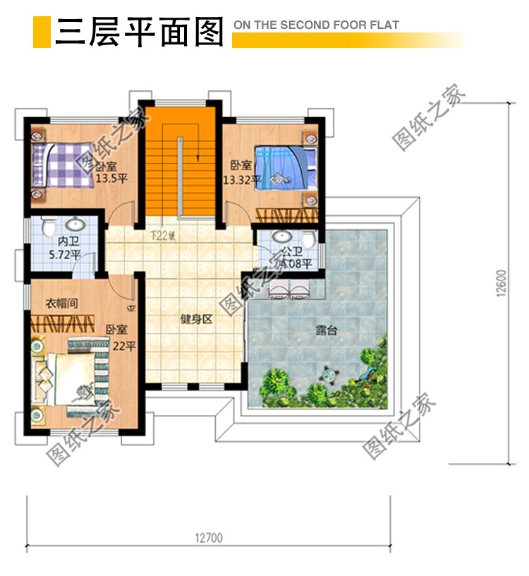 |非常霸气十足的三层别墅设计图，带阳台露台，室内采光也太好了