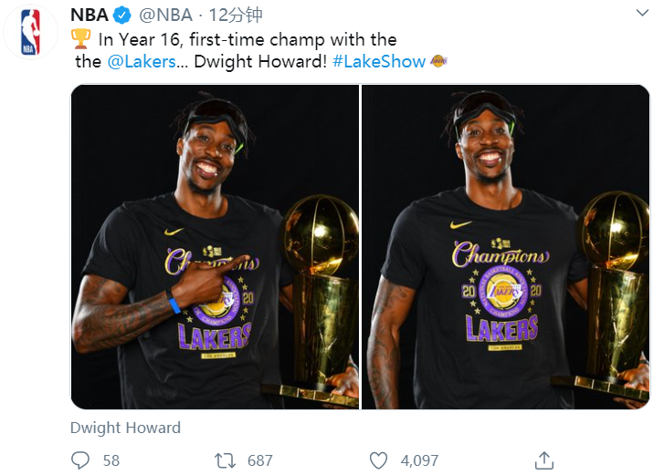 美国联合航空|NBA官方发布湖人夺冠定妆照：浓眉历史第8人！詹姆斯历史第一人