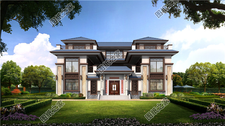 |新中式三层四合院，外观华丽大气，四世同堂都可以住